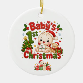 赤ちゃんの初めてのクリスマス セラミックオーナメント