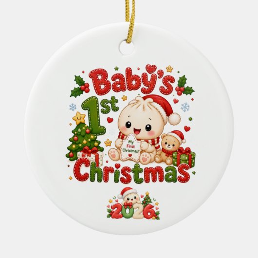 赤ちゃんの初めてのクリスマス セラミックオーナメント (正面)