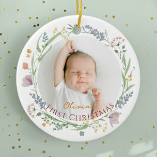 赤ちゃんの初めてのクリスマス セラミックオーナメント