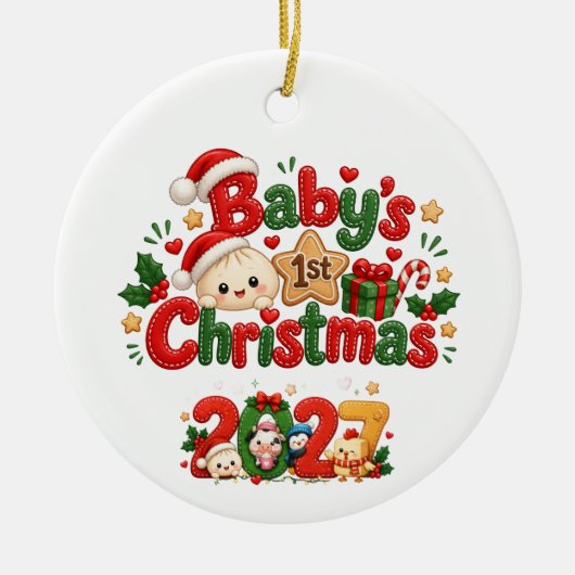 赤ちゃんの初めてのクリスマス セラミックオーナメント (正面)