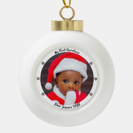 赤ちゃんの初めてのクリスマス セラミックボールオーナメント (正面)
