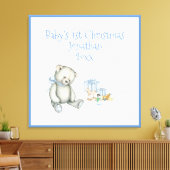 赤ちゃんの初めてのクリスマス　パーソナライズ　ブルー　メモリアル キャンバスプリント (インサイチュ (リビング))