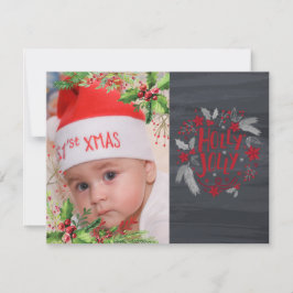 赤ちゃんの初めてのクリスマス、ヒイラギの実、写真 シーズンカード