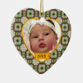 赤ちゃんの初めてのクリスマス フォト カラフル パターン セラミックオーナメント (右)
