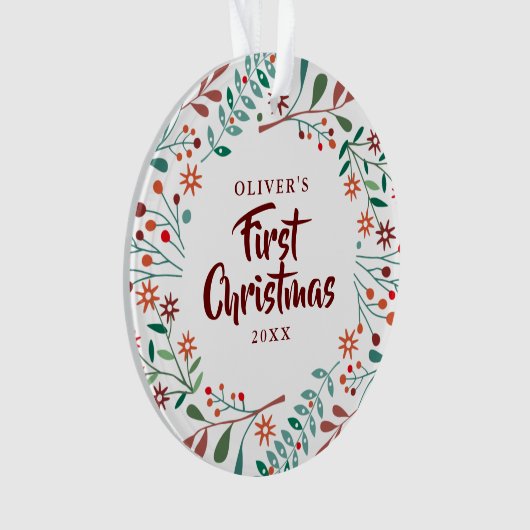 赤ちゃんの初めてのクリスマス フォト フラワー オーナメント (正面)