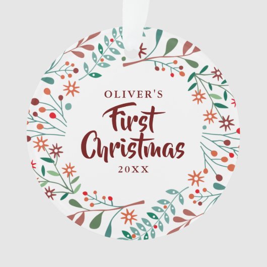 赤ちゃんの初めてのクリスマス フォト フラワー オーナメント (正面)