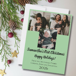 赤ちゃんの初めてのクリスマス ホリデーカード 名前 写真3枚