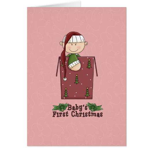 赤ちゃんの初めてのクリスマス ホリデーカード 女の子 (正面)