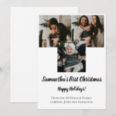 赤ちゃんの初めてのクリスマス ホリデーカード 3枚の写真 名前入り 招待状 (正面/裏面)