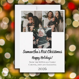 赤ちゃんの初めてのクリスマス ホリデーカード 3枚の写真 名前