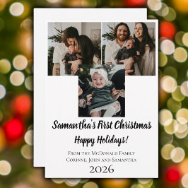 赤ちゃんの初めてのクリスマス ホリデーカード 3枚の写真 名前