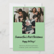 赤ちゃんの初めてのクリスマス ホリデーカード 3枚の写真 名前