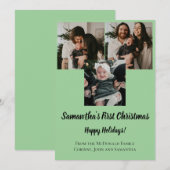 赤ちゃんの初めてのクリスマス ホリデーカード 3枚の写真 名前 招待状 (正面/裏面)