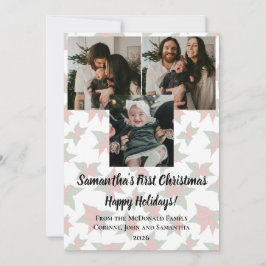赤ちゃんの初めてのクリスマス ホリデーカード 3枚の写真 名前 招待状