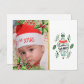 赤ちゃんの初めてのクリスマス　ホリーベリーのオーナメント シーズンカード (正面/裏面)