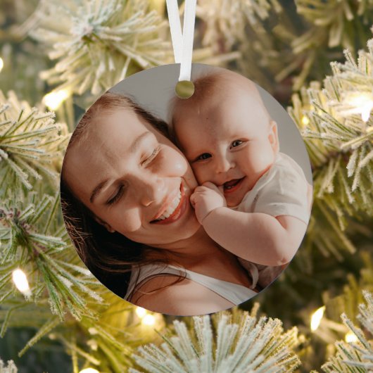 赤ちゃんの初めてのクリスマス ミニマル 写真 メタルオーナメント (インサイチュ)