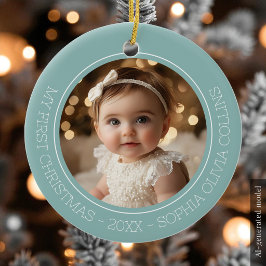 赤ちゃんの初めてのクリスマス ミント モダン 2 写真 新生児 セラミックオーナメント