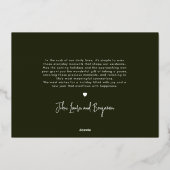 赤ちゃんの初めてのクリスマス　モダンなタイポグラフィ　1枚の写真 箔シーズンカード (裏面)