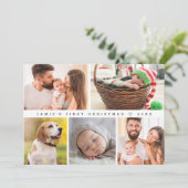 赤ちゃんの初めてのクリスマス モダン カスタム フォト ハッピー シーズンカード (スタンド正面)