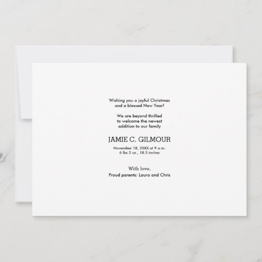 赤ちゃんの初めてのクリスマス　モダン　カスタム　フォト　ハッピー シーズンカード (裏面)