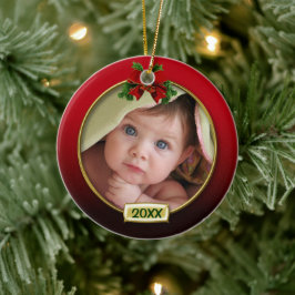 赤ちゃんの初めてのクリスマス 写真フレーム セラミックオーナメント