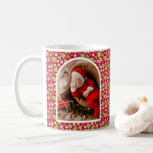 赤ちゃんの初めてのクリスマス 写真入り コーヒーマグカップ (ドーナツ)