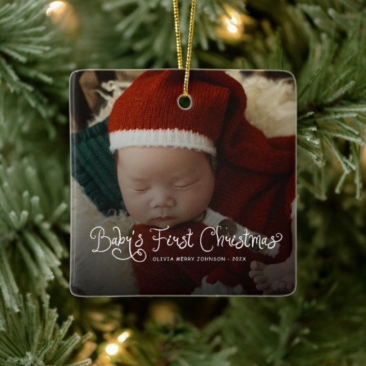 赤ちゃんの初めてのクリスマス 写真 セラミックオーナメント (ツリー)