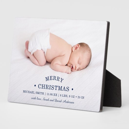 赤ちゃんの初めてのクリスマス 写真 出生告知 フォトプラーク (側面)