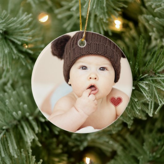 赤ちゃんの初めてのクリスマス 写真 名前 セラミックオーナメント (ツリー)