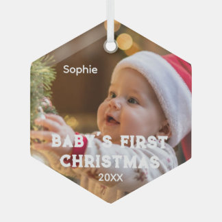 赤ちゃんの初めてのクリスマス 写真 名前 年 ガラスオーナメント