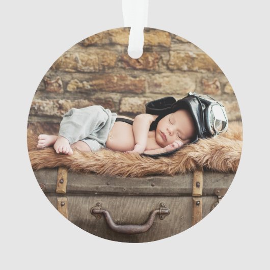 赤ちゃんの初めてのクリスマス　動物　緑 - 写真裏面 オーナメント (裏面)