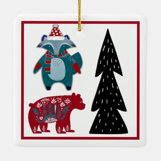 赤ちゃんの初めてのクリスマス 北欧スタイルのノルディックフォークアート セラミックオーナメント (裏面)