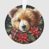 赤ちゃんの初めてのクリスマス 名前と年号入りテディベア オーナメント (正面)