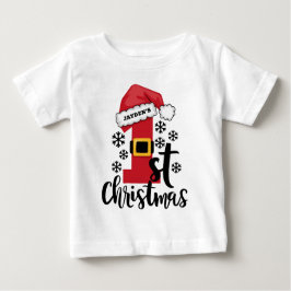 赤ちゃんの初めてのクリスマス　名前入りのサンタ帽 ベビーTシャツ
