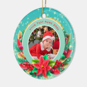 赤ちゃんの初めてのクリスマス 名前入りフォトキーペス セラミックオーナメント (左)