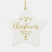 赤ちゃんの初めてのクリスマス 名前入り記念品 セラミックオーナメント (正面)