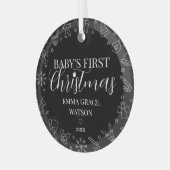 赤ちゃんの初めてのクリスマス 名前入り ブラック 記念 ガラスオーナメント (正面左)