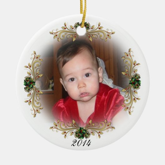 「赤ちゃんの初めてのクリスマス」　宗教的な装飾品 セラミックオーナメント (正面)