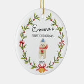 赤ちゃんの初めてのクリスマス、特別な贈り物（アイスベア） セラミックオーナメント (右)