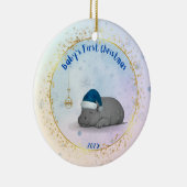 赤ちゃんの初めてのクリスマス - 磁器カバ オーナメント (右)