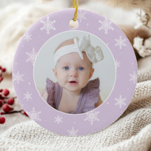 赤ちゃんの初めてのクリスマス 紫のフォトスノーフレーク
