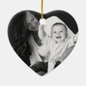 赤ちゃんの初めてのクリスマス 誕生情報 フォト ハート セラミックオーナメント (裏面)
