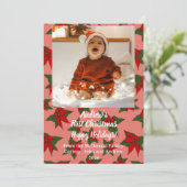赤ちゃんの初めてのクリスマス 赤い写真のホリデーカード 招待状 (スタンド正面)