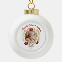 赤ちゃんの初めてのクリスマス 陶器ボールオーナメント