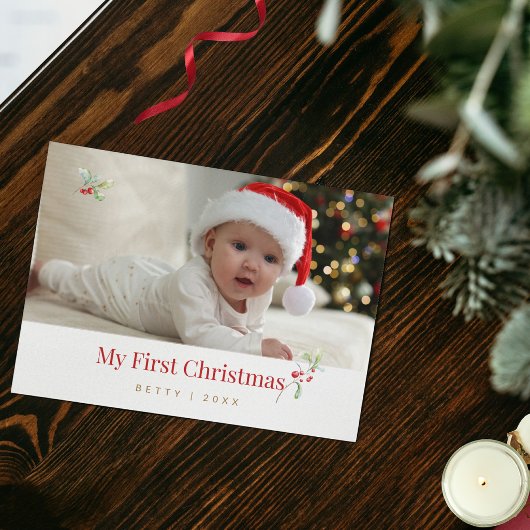 赤ちゃんの初めてのクリスマス 1枚の写真 シーズンカード