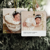 赤ちゃんの初めてのクリスマス 2枚の写真 名前と出生詳細 セラミックオーナメント
