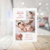 赤ちゃんの初めてのクリスマス 3枚の写真コラージュ 出生 案内状