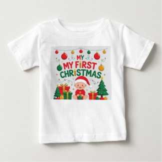 赤ちゃんの初めてのクリスマスTシャツ | かわいいクリスマスギフト ベビーTシャツ