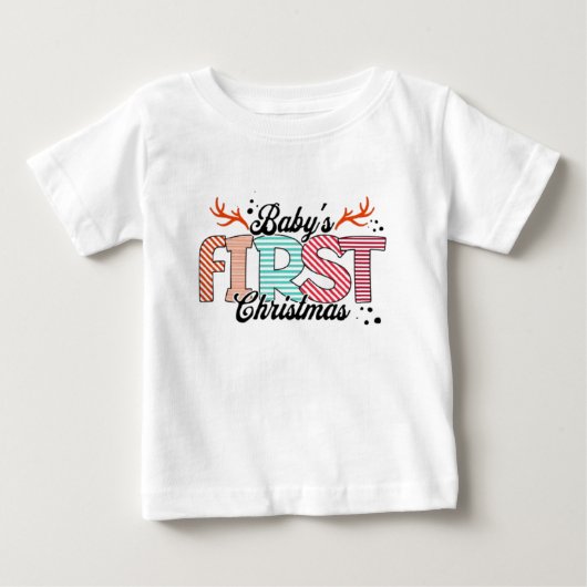 赤ちゃんの初めてのクリスマスTシャツ ベビーTシャツ (正面)