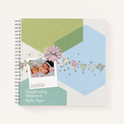 赤ちゃんの初めてのワクワクする冒険のメモリー ブック ノートブック (正面)
